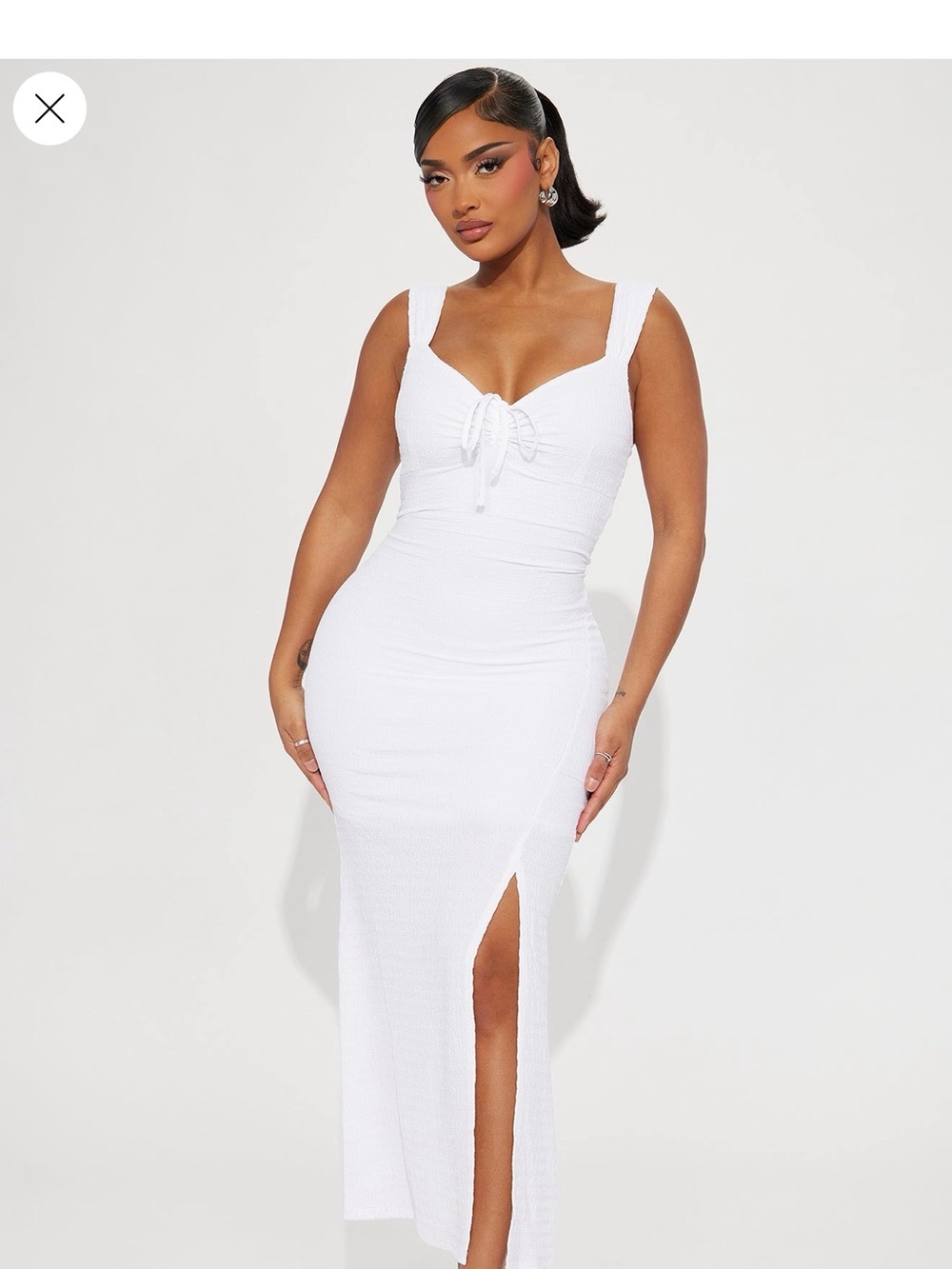 Fashion Nova White Sleeveless Maxi Dress with Front Slit
